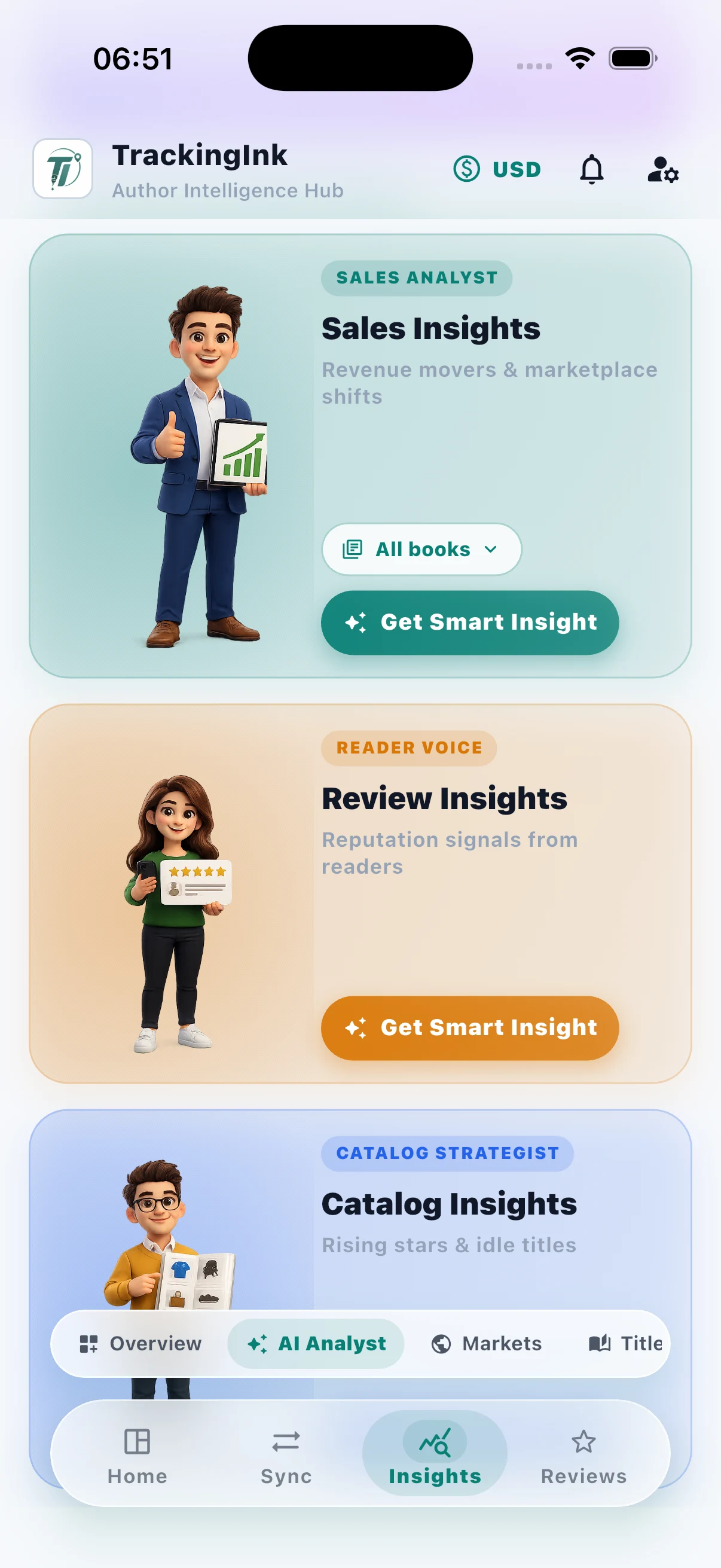 Bring analysts into the app. — TrackingInk mobile app screenshot