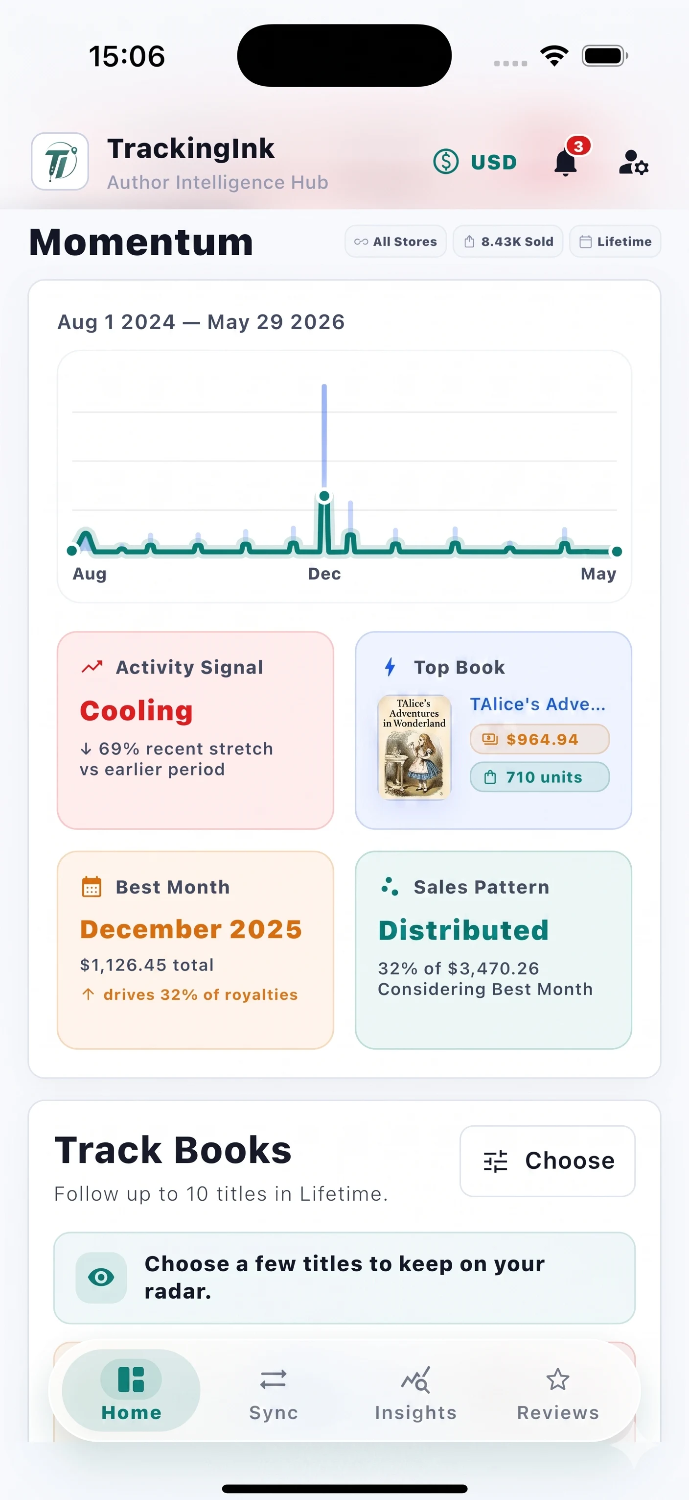 Spot movement fast. — TrackingInk mobile app screenshot