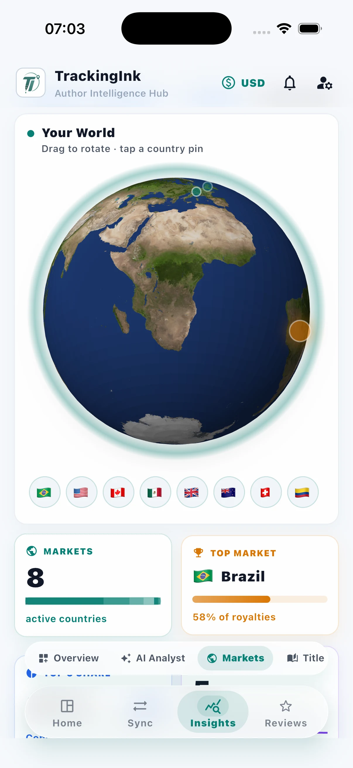 See the world of your catalog. — TrackingInk mobile app screenshot